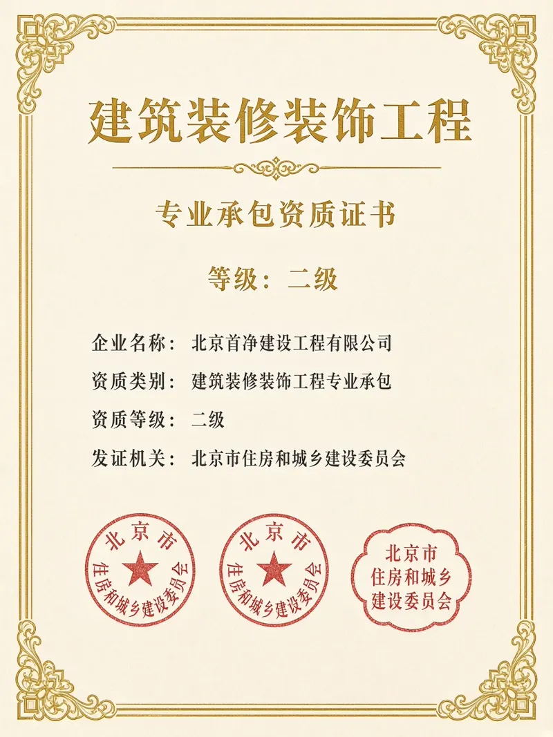 建筑装修装饰工程专业承包证书